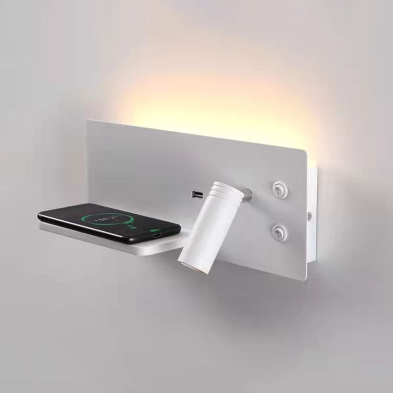 Lámparas de pared rectangulares de estilo contemporáneo metal 2 luces lectura de luz de pared