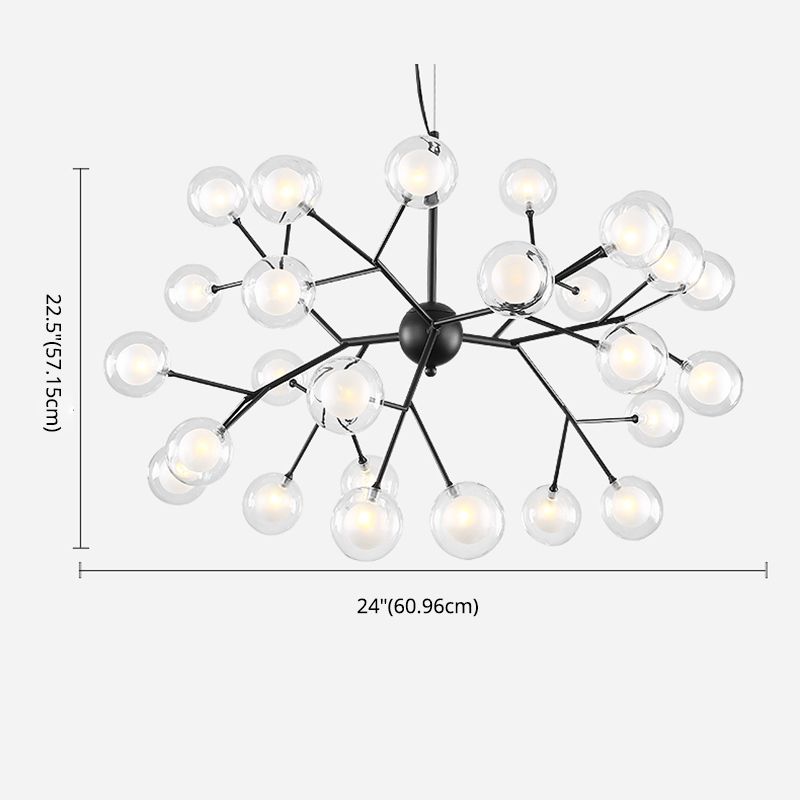 Wrought Iron Firefly Chandelier in Modern Luxury Style Glass Sputnik Pendant Light for Commercial Spaces