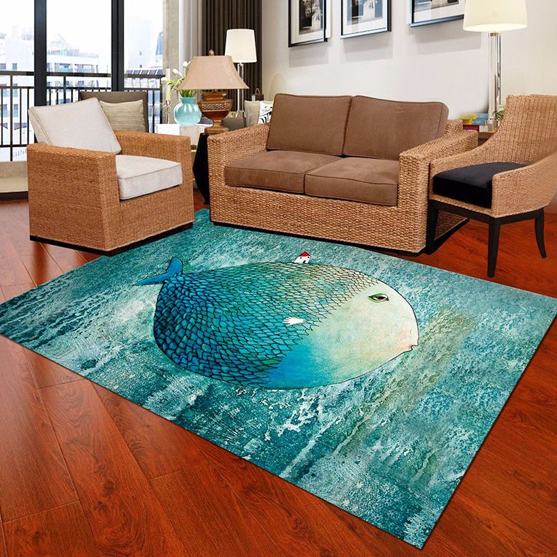 Personality Patterned Rug Multi Colored Nordic Carpet Synthetics Machine Washable Non-Slip Pet Friendly Rug for Great Room