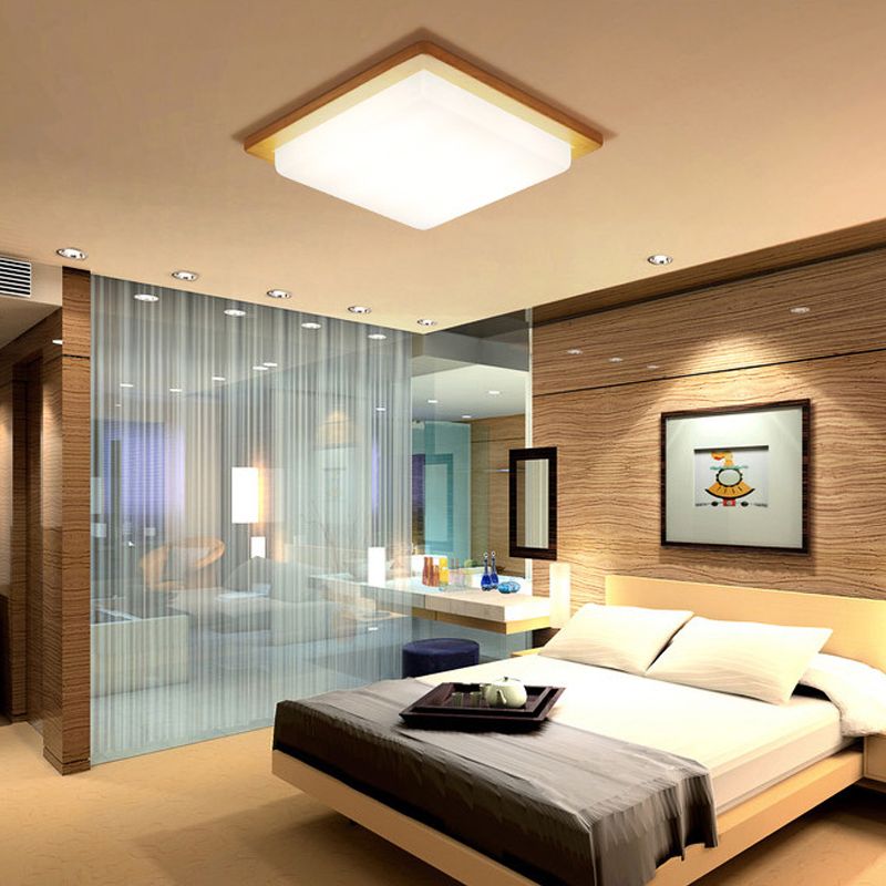 Luminaires de plafond encastrés à LED carrés Luminaire de plafond encastré moderne en bois