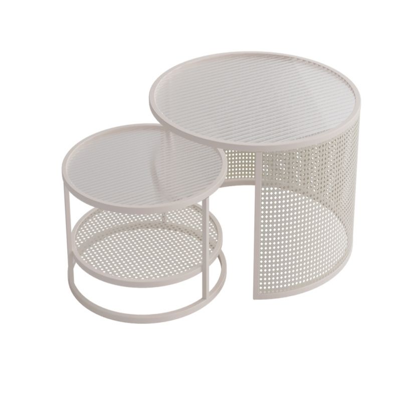 Tropical Round Frame Cocktail Table Glass Top Coffee Cocktail Table