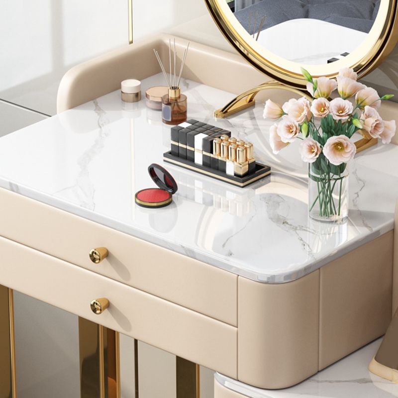 5 Storage Drawers Makeup Vanity Desk Stone Top Dressing Table