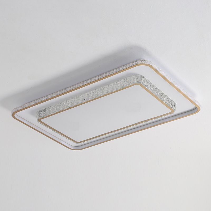 2-Tier Crystal LED Flush Light Minimalist Golden Ceiling Mount Lamp in Geometric Shape