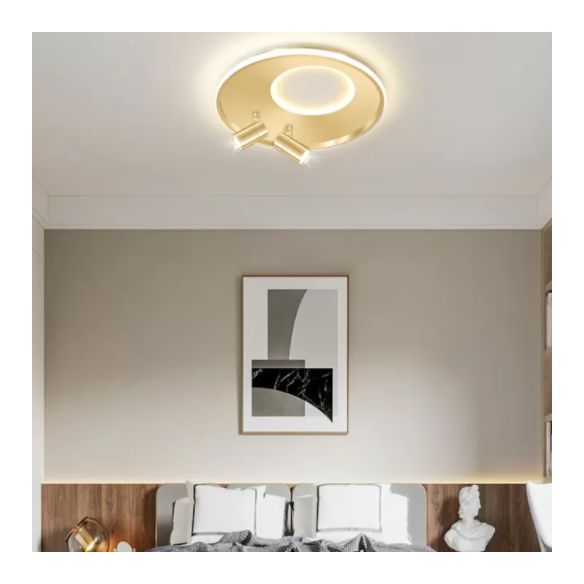 New Modern LED Flush Ceiling Lights Iron Circular Flush Mount Lamp with 2 Spotlights