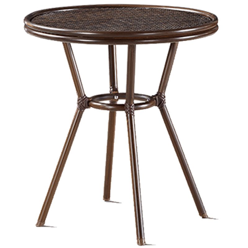 Metal and Glass Patio Table Industrial Style Home Balcony Outdoor Bistro Table