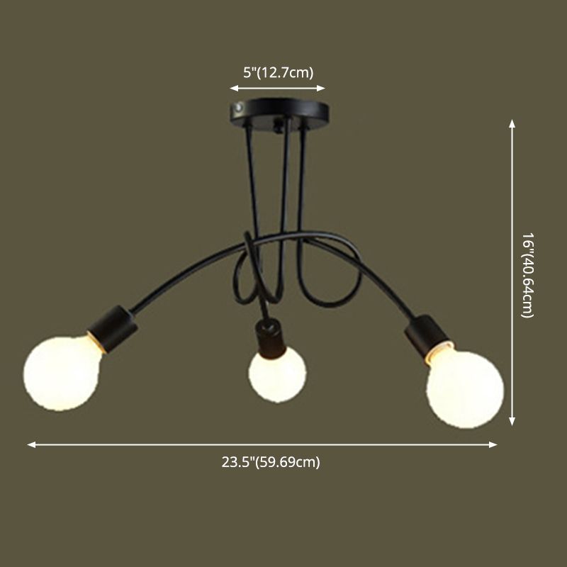 Luminaria de techo de montaje semiempotrado con bombilla expuesta industrial Luminaria de techo de montaje semiempotrado de metal en acabado negro