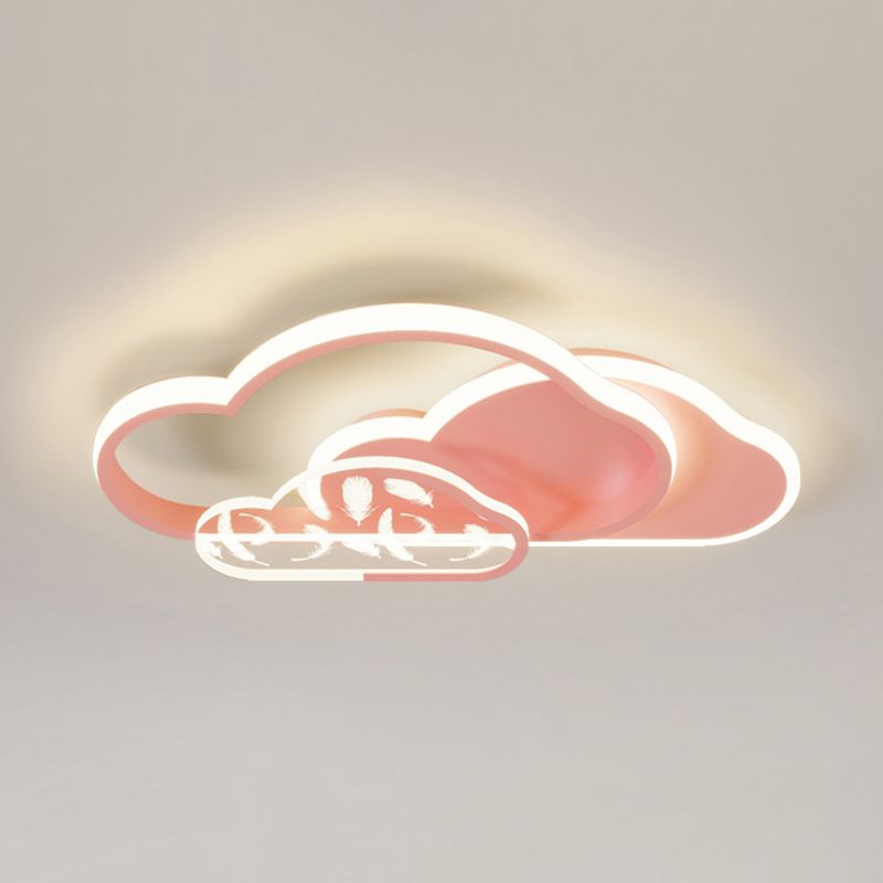 Mont semi-flustion LED à LED Stagger Cloud dans le plafond en métal de plumes de style unique moderne pour chambre à coucher