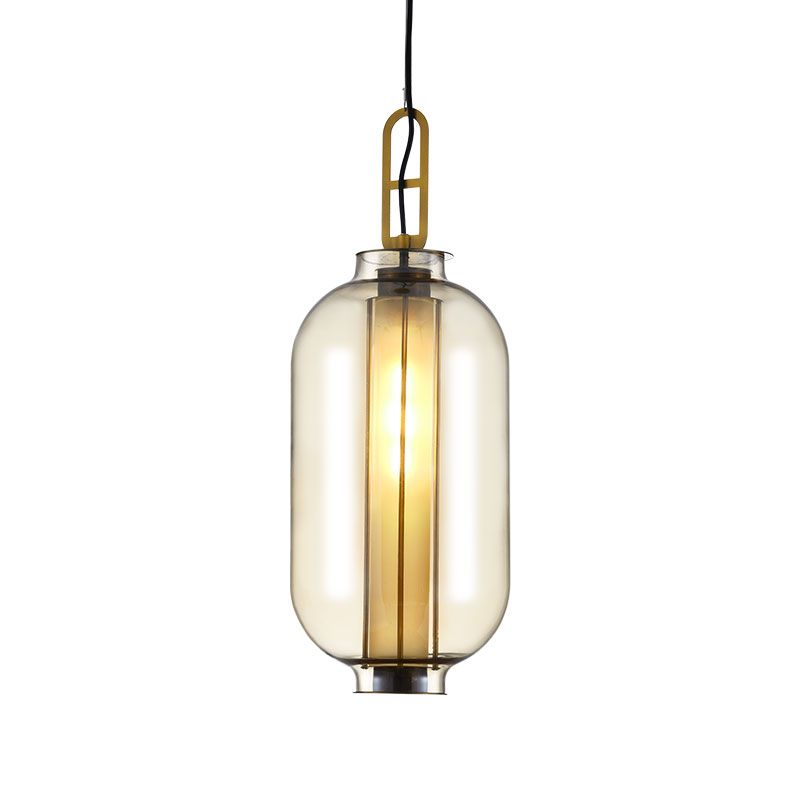 Contemporary Glass Pendant Light 1 Light Cognac Down Lighting for Bedroom