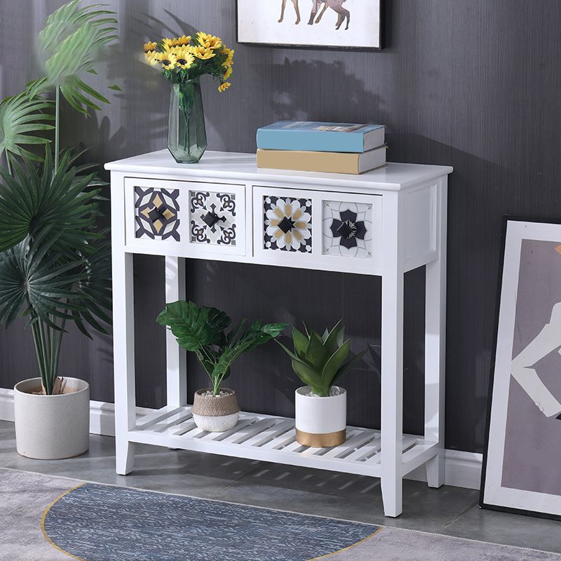 Mid-Century Modern Console Table Rectangle Console Table Floor Shelf