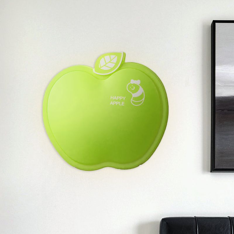 Apple-Like Wall Lighting Cartoon Plastic White/Pink/Yellow LED Sconce Lamp with Little Worm Pattern