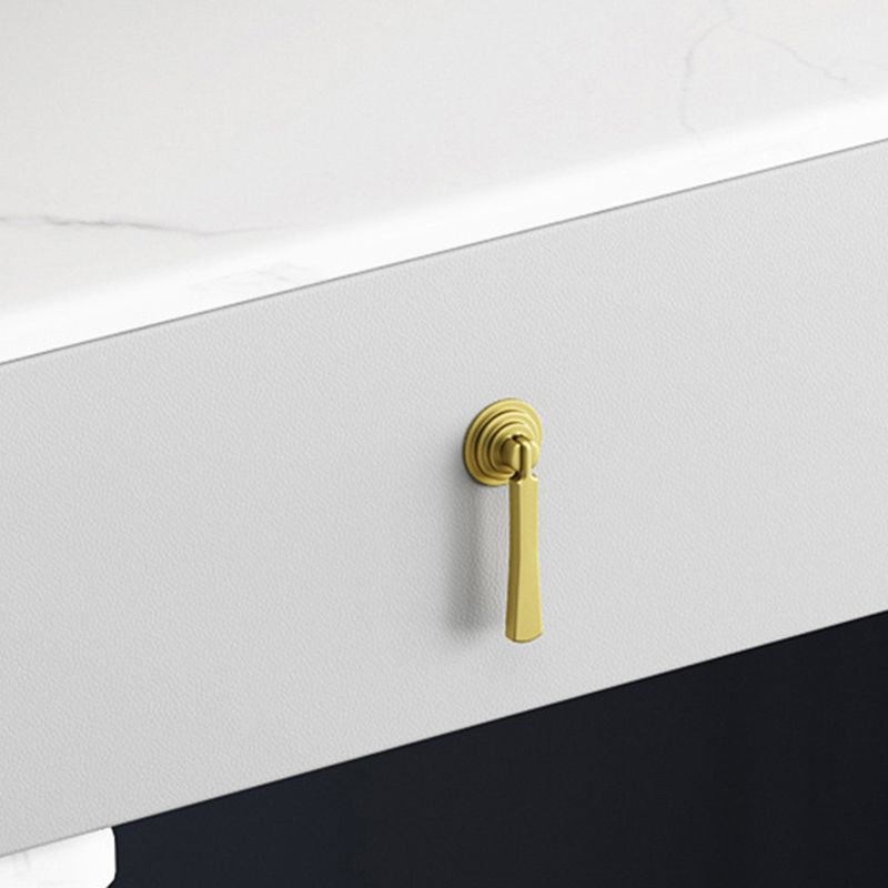 33.5" W Slate Vanity Table Modern 4 Drawers Makeup Vanity Table with Stool