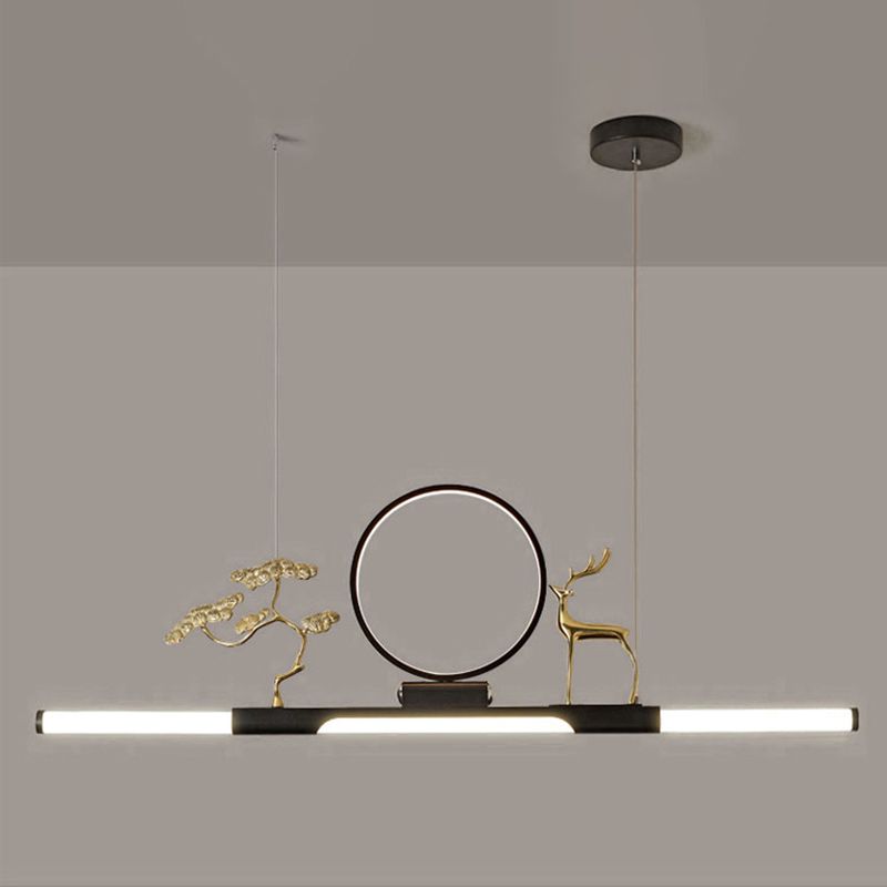 Modernas luces colgantes de la sala de té lineal de la isla de metal lámparas