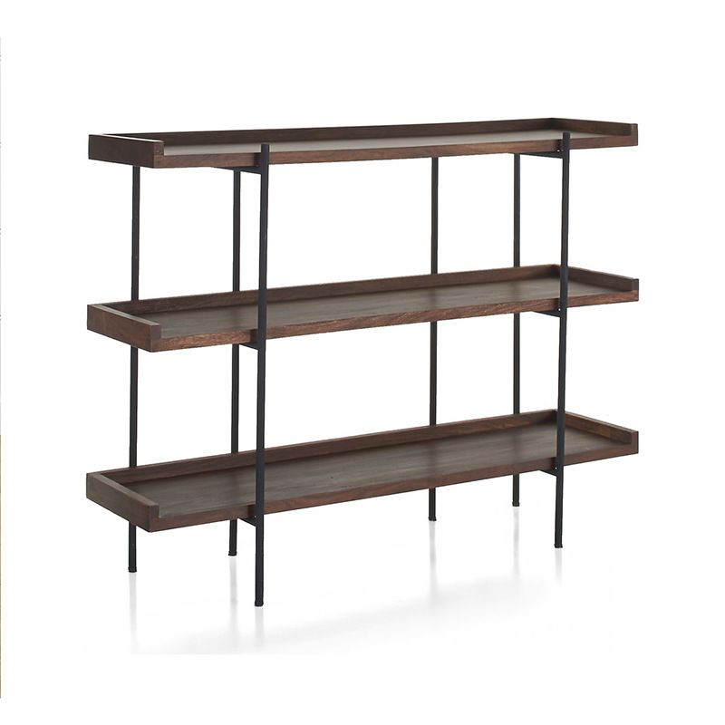 Etagere Open Back Bookshelf Wooden Industrial Bookcase with Shelves