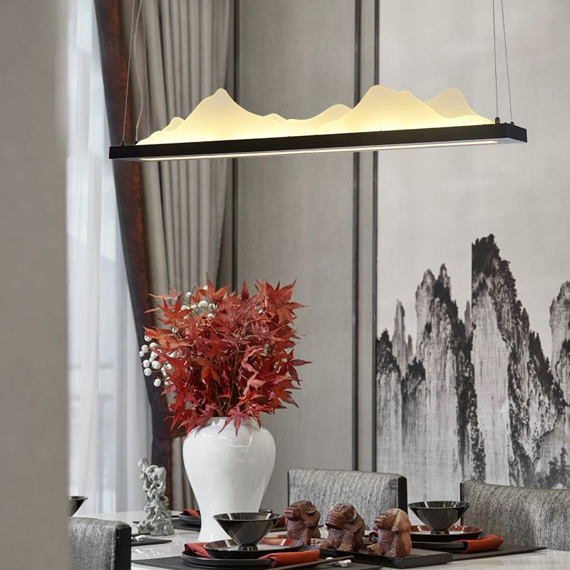 Twist Island Light Modernismo LED acrilico LED Black Sussed Lighting Freeture, 31,5 "/39" di larghezza