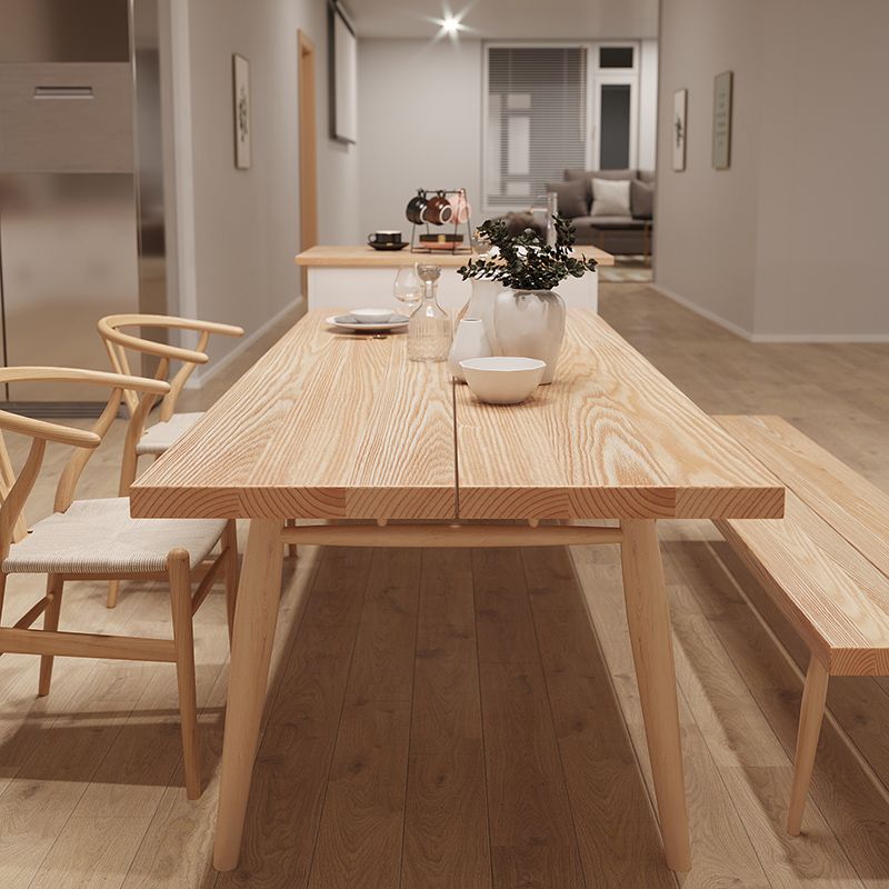 Modern Solid Wood Dining Room Collection Rectangle Tripod Dining Table in Natural
