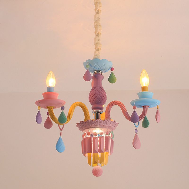 Multi Head Macron Candle Chandelier Glass Chandelier Lighting Fixtures for Bedroom