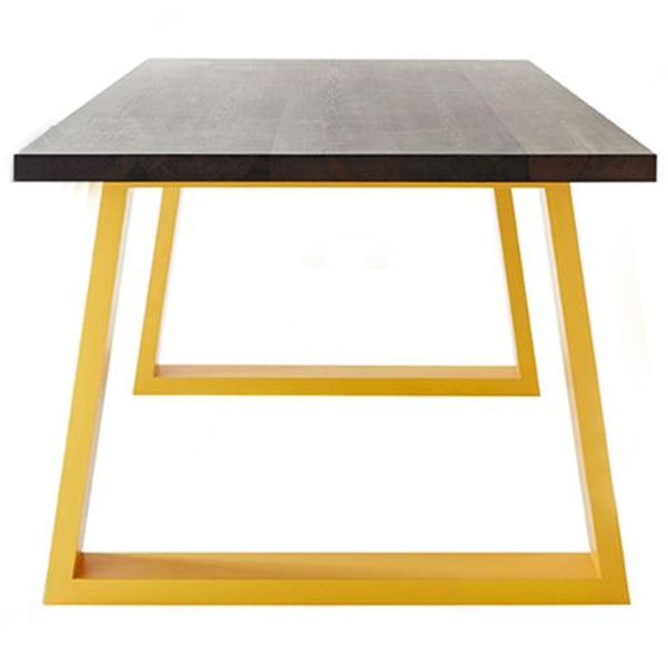 Contemporary Rectangle Dining Table Solid Wood Top Table with Sled Base