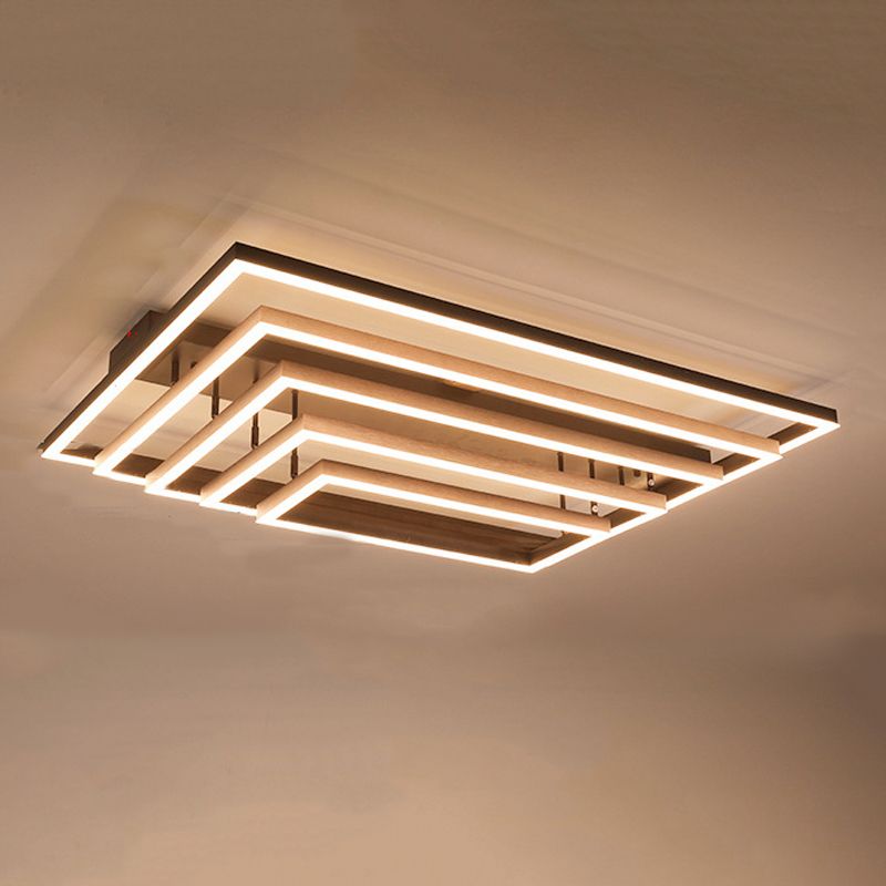 Contemporary Rectangle Flush Light Fixture Metal Flushmount Lighting for Living Room