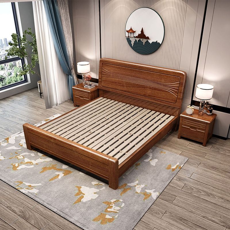 Walnut Wood Bed 85.43" Long 43.30" High Bed with Low Profile