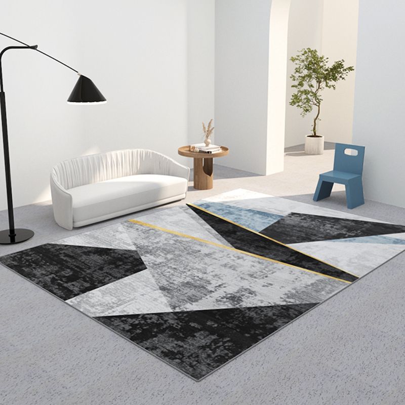 Blue Modern Rug Blending Graphic Rug Non-Slip Backing Rug for Living Room