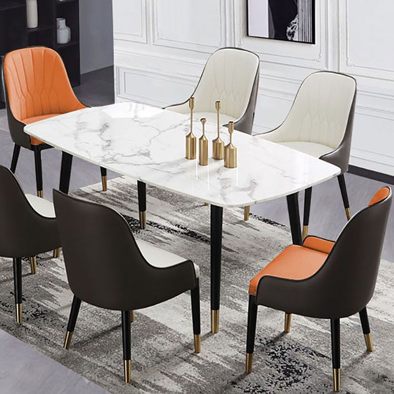 Scandinavian Solid Back Arm Chairs Upholstered Dining Chairs for Kitchen