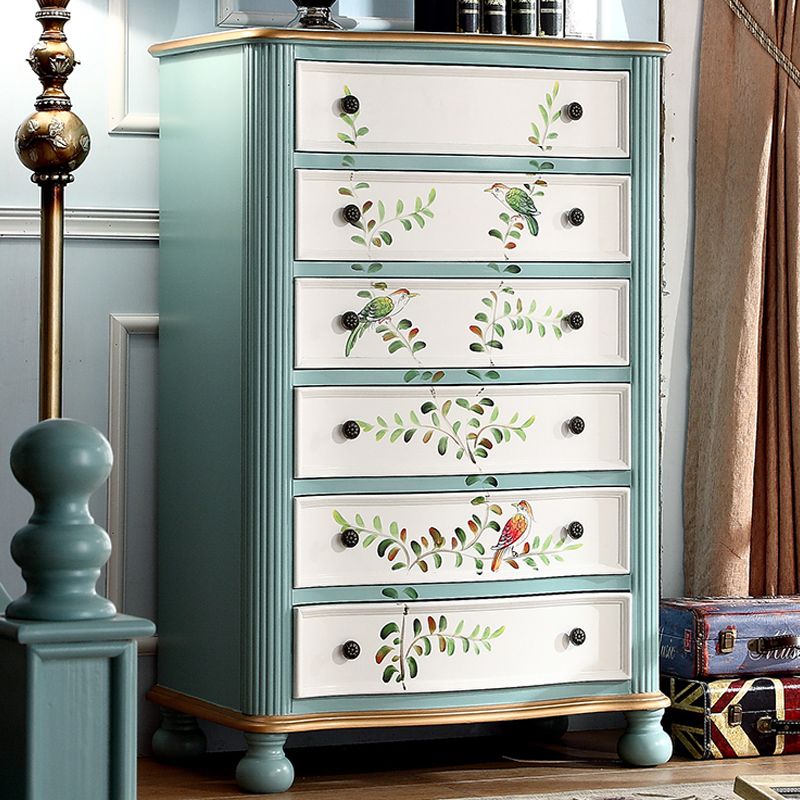 18.72-inch Width Traditional Storage Chest Solid Wood Dresser with 6 Drawers