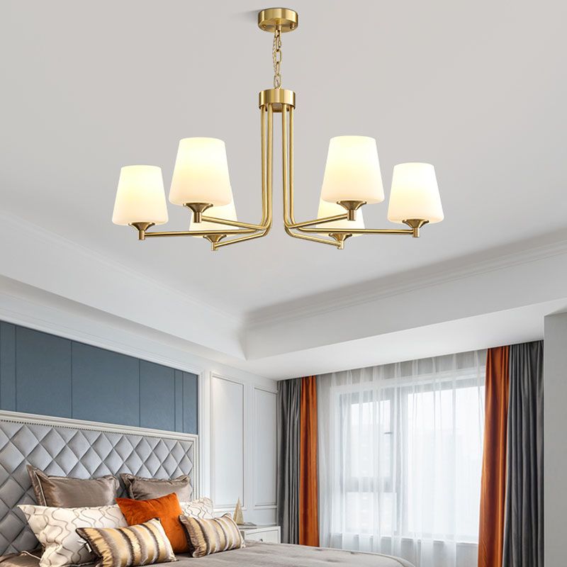 Moderne stijl conische plafondophanging verlichting multi -lichten melkglas plafond kroonluchter