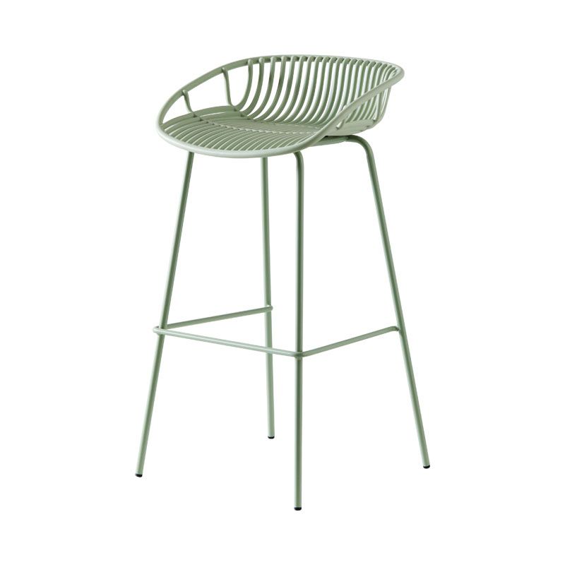 Nordic Metal Low Back Barstool Simple Indoor Tall Stool with Plastic Seat