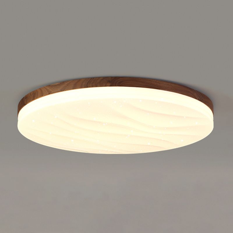 Brown Wood Modern Flush Mount Geometric Shape Ceiling Light with Acrylic Shade for Bedroom