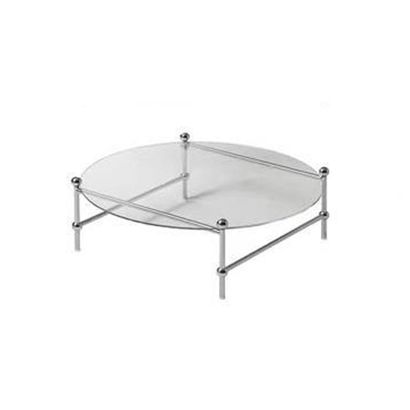 Contemporary Round Coffee Table with Glass Top and Steel Legs in Clear