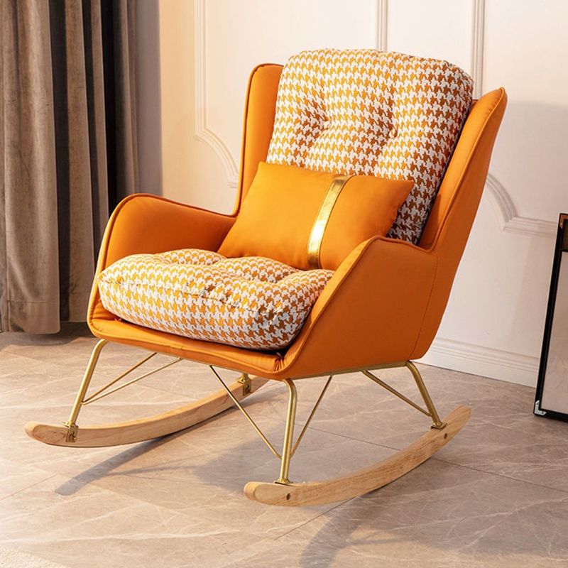 Modern Rocker Chair Upholstered Button-Tufted with Light Legs Glider