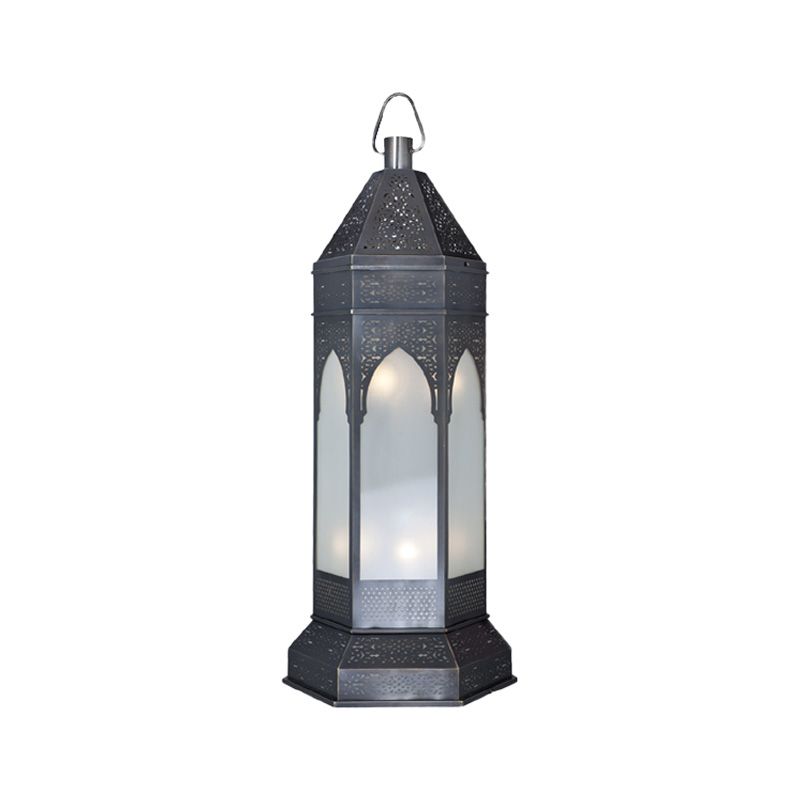 Tower de bureau Vintage Light 3 lumières lampe de nuit métallique en gris avec une teinte en verre d'opale