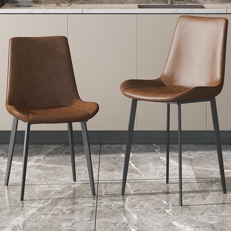 Sillas de comedor de cuero con respaldo sólido de estilo industrial para uso doméstico (juego de 2)