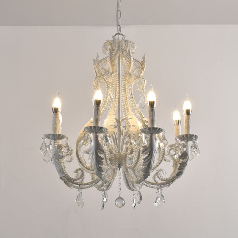 Nordic Style Metal Chandelier Light Candle Crystal Pendant Light for Living Room