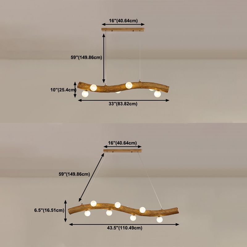 Resin Island Lights Lámparas de suspensión de tocón de restaurante múltiples de múltiples cabezas con sombra de vidrio