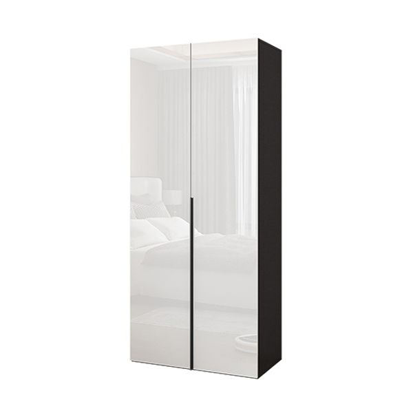 Mirrored Finish Wardrobe Cabinet Engineered Wood Wardrobe with Drawer