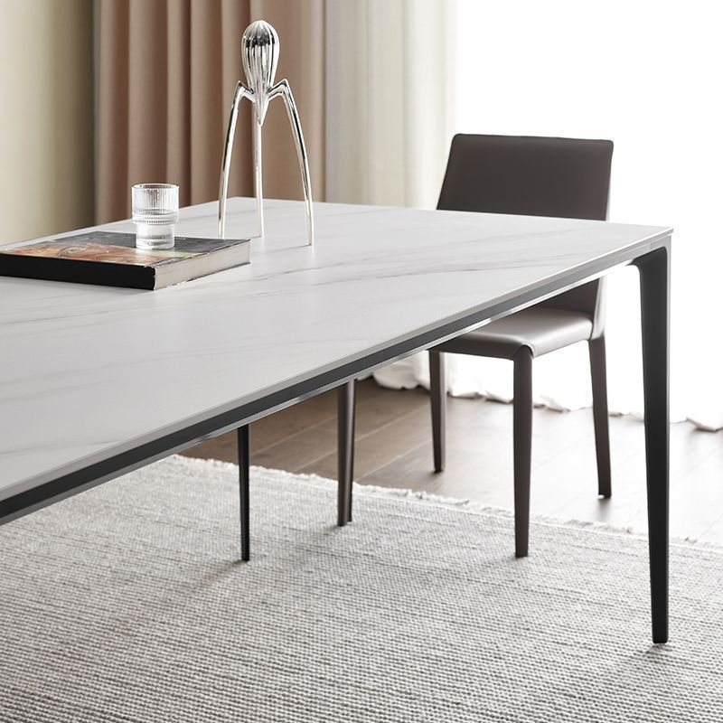Contemporary Sintered Stone Dining Table Rectangle Table with Metal Legs for Home Use