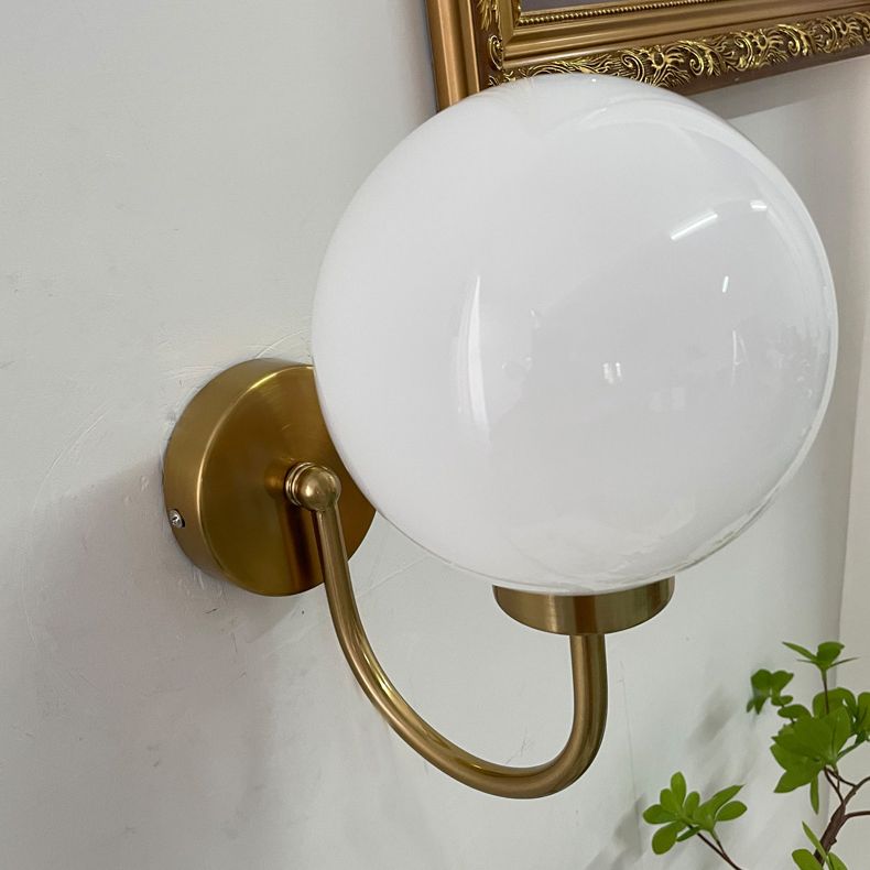 Glass Spherical Wall Lighting Fixture Contemporary Style Wall Mounted Light Fixture