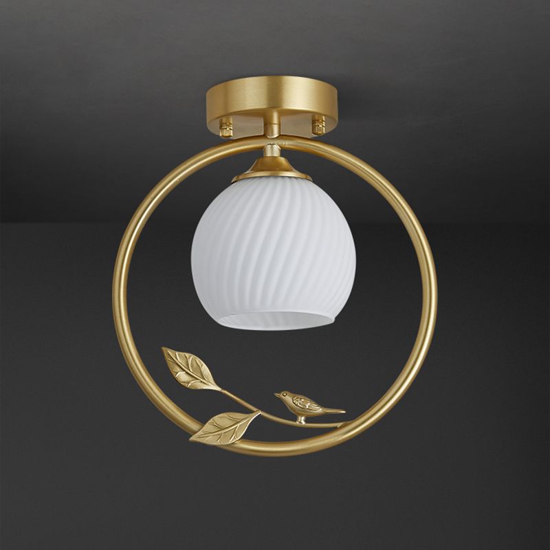Contemporary Globe Flush Light Fixture Glass Flush Mount Lamps in Gold