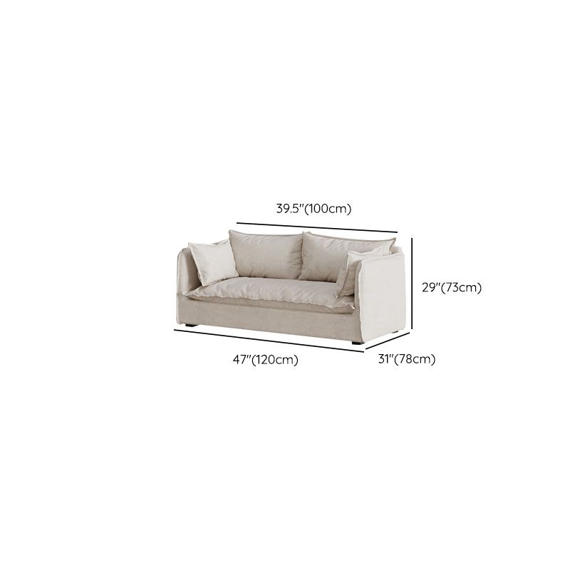 White Stationary Sofa Modern Square Arm Sofa for Living Room