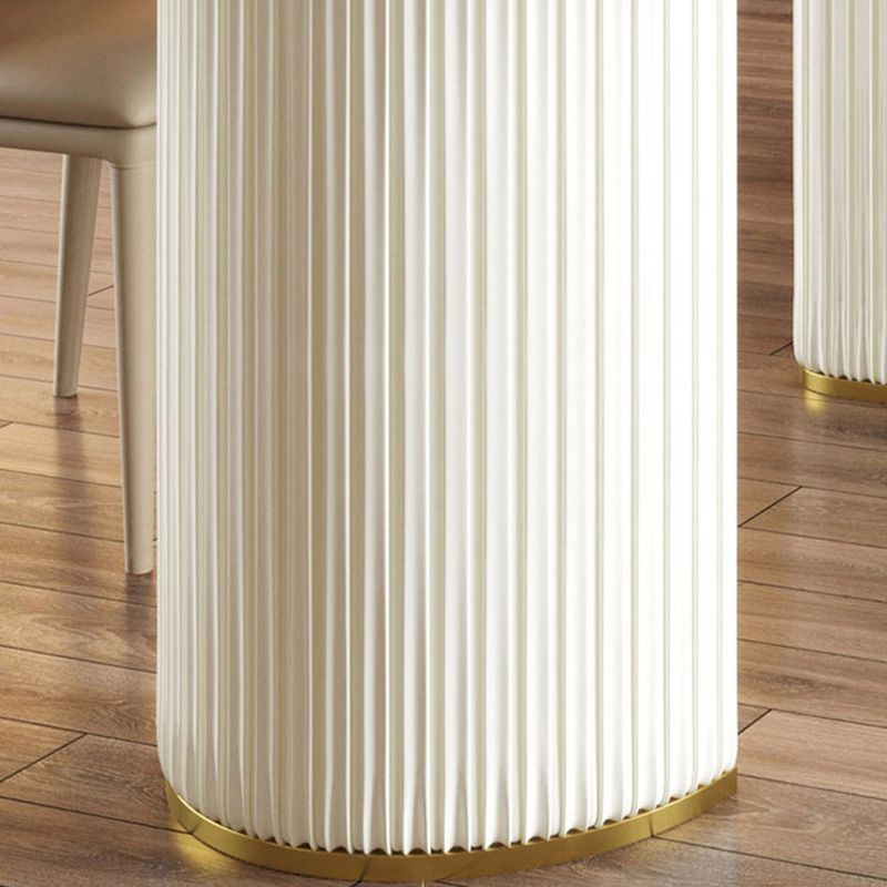 Free Form Stone Dining Table Iron Double Pedestal Table in White