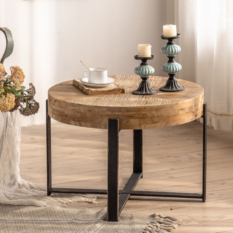 French Country Light Wood Distressed Cocktail Table Wooden Coffee Table for Home