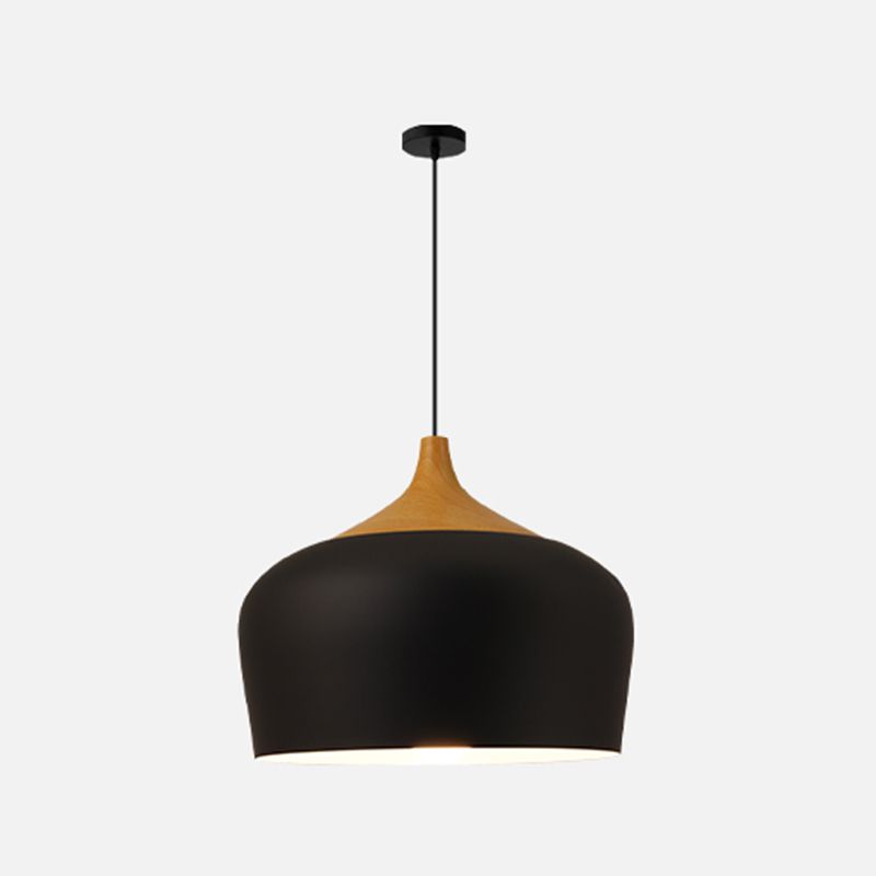 Bowl Shape Hanging Lighting Modern Macaron Style Metal 1-Light Pendant Lamp for Restaurant