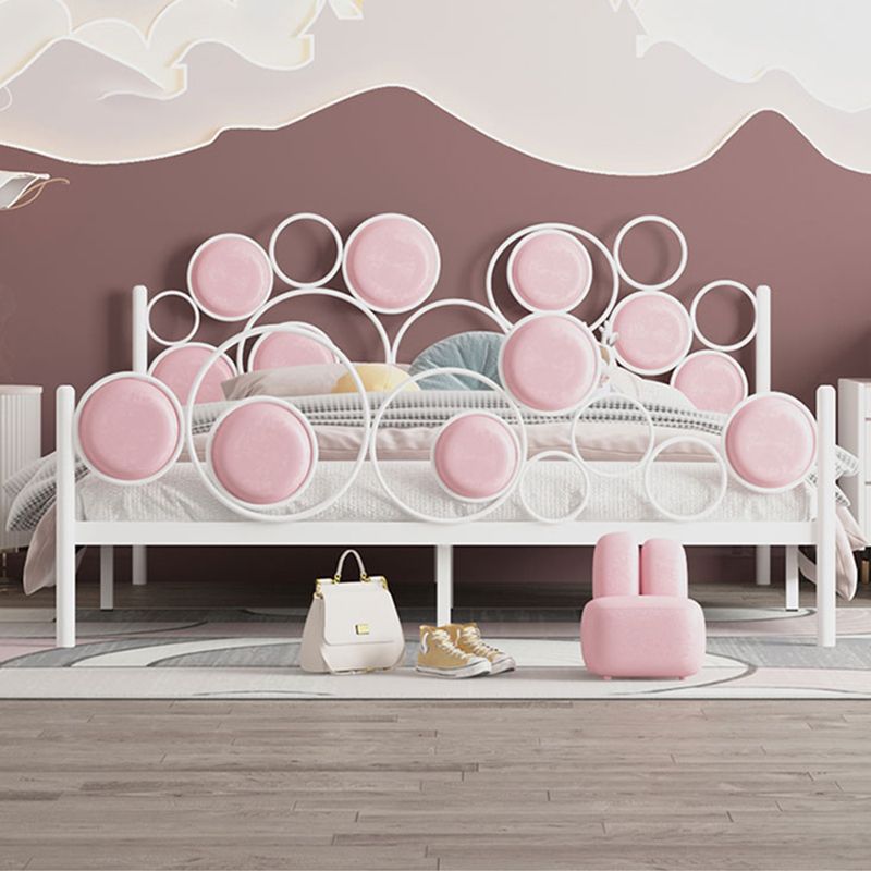 Glam Standard Bed Metallic Open-Frame Bed with Upholstered Headboard