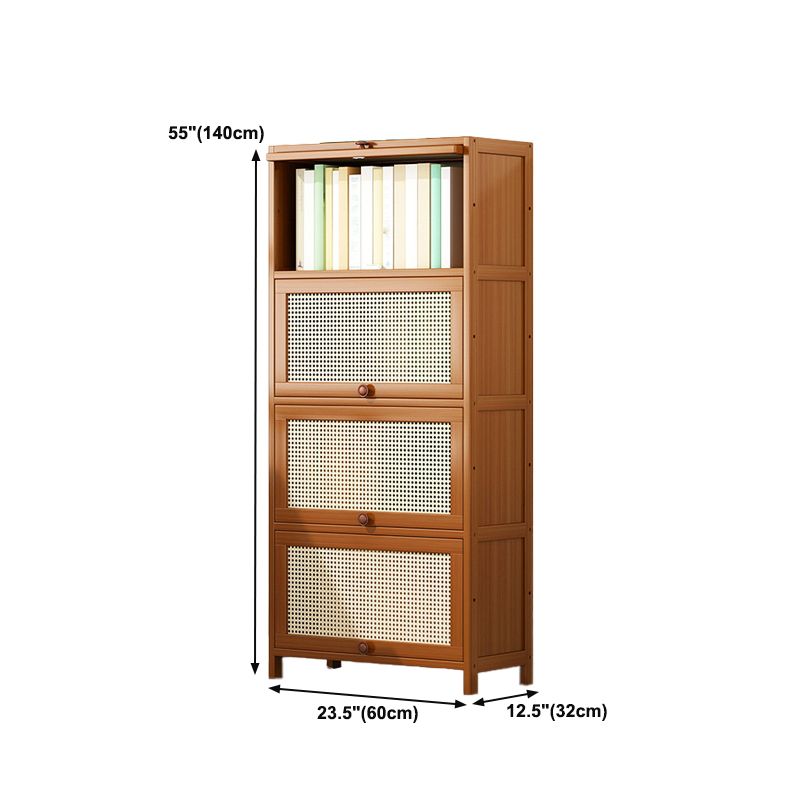 12.5" W Bamboo Bookshelf Modern Closed Storage Bookcase for Home Office