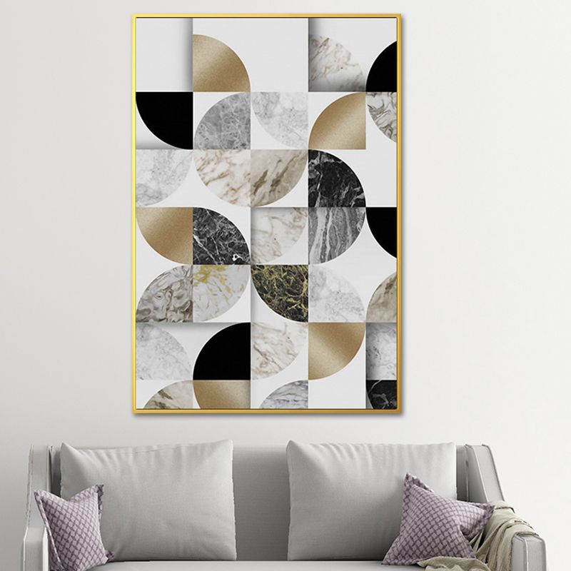 Leaf Shapes Marble Canvas Print Nordic Style Textured Wall Art for Living Room