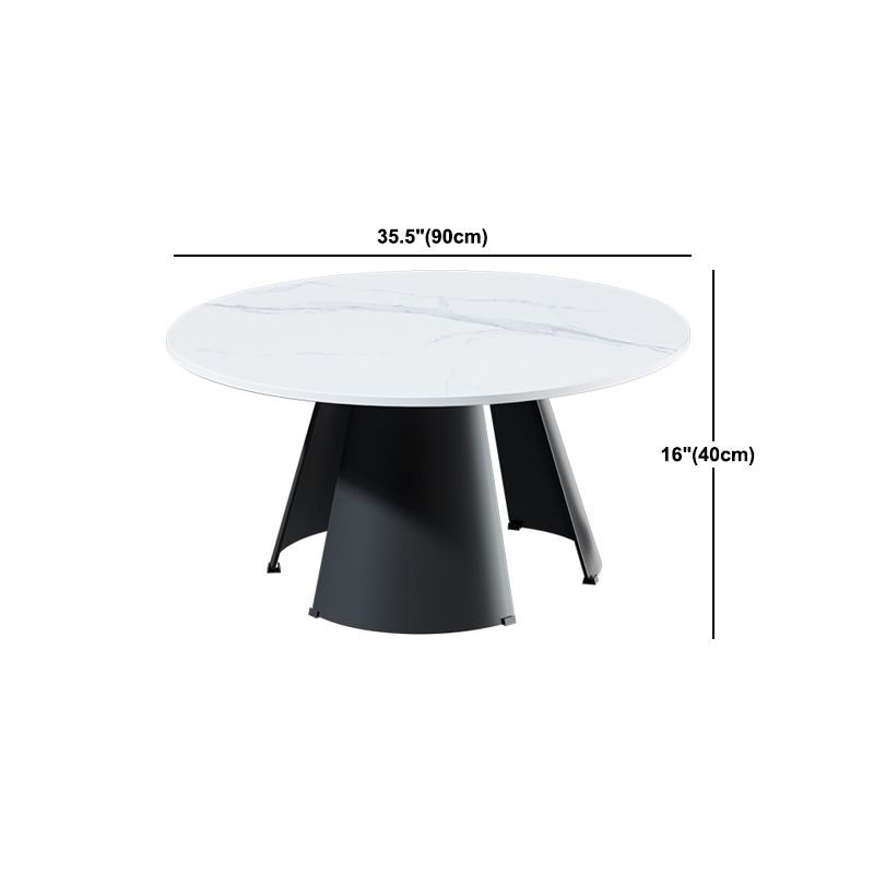 Abstract Base Design Round Slate Table Board Glam Style Metal Leg Coffee Table