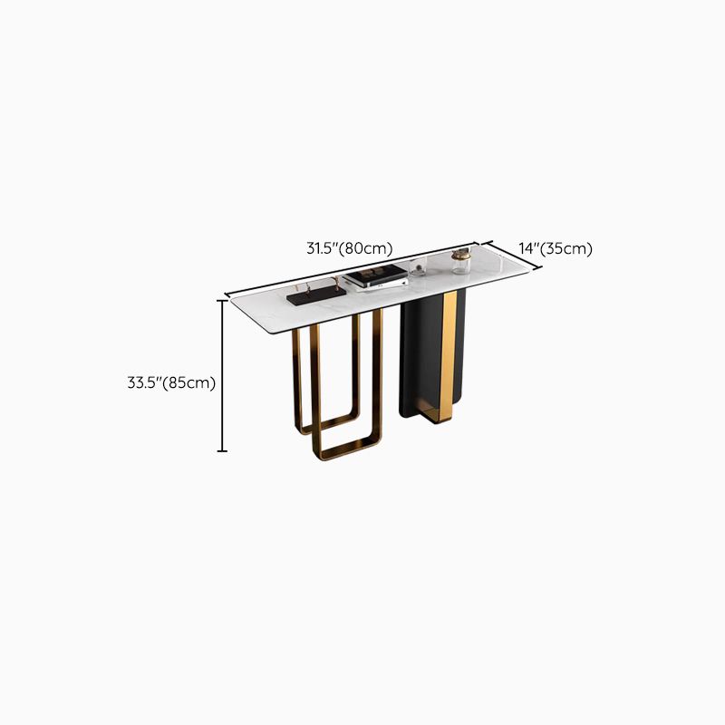 Rectangle Contemporary Console Accent Table Antique Finish Console Sofa Table in Marble