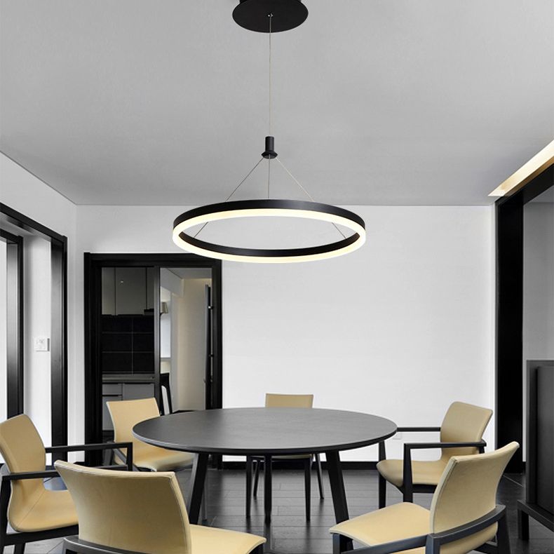 Lampada a sospensione del soffitto della sala da pranzo circolare Acrilico LED minimalista LED LADO CON REGOLABILE ALTENZA
