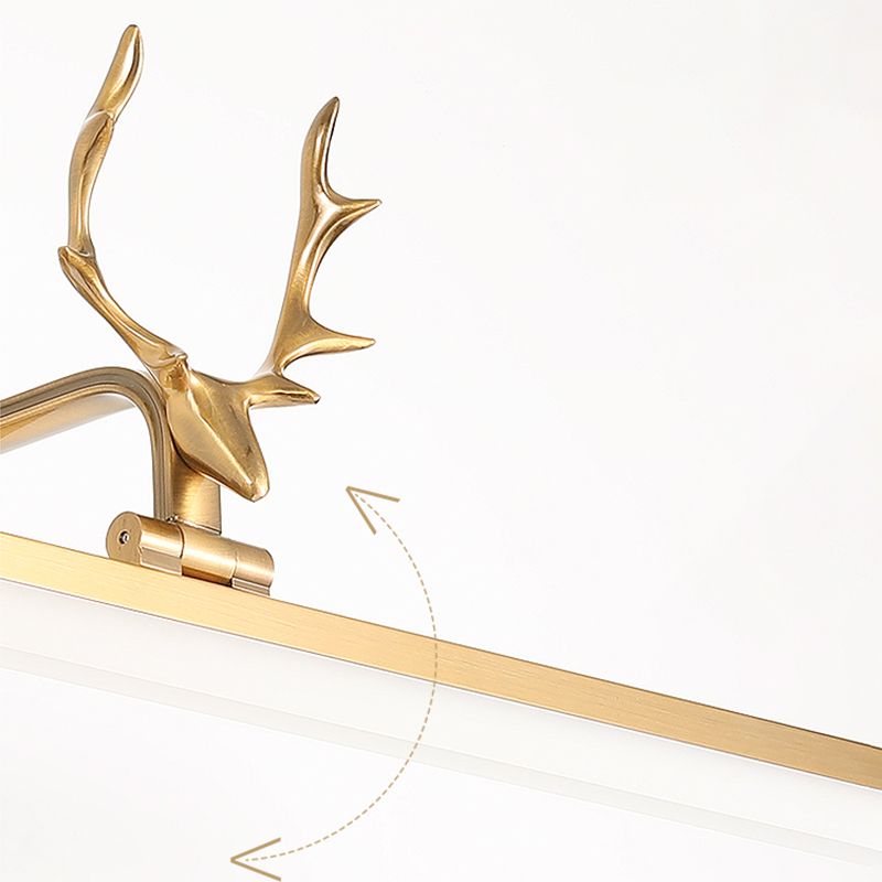 Metal Vanity Light with Antler Mid Century Modern Wall Mount Light in Gold